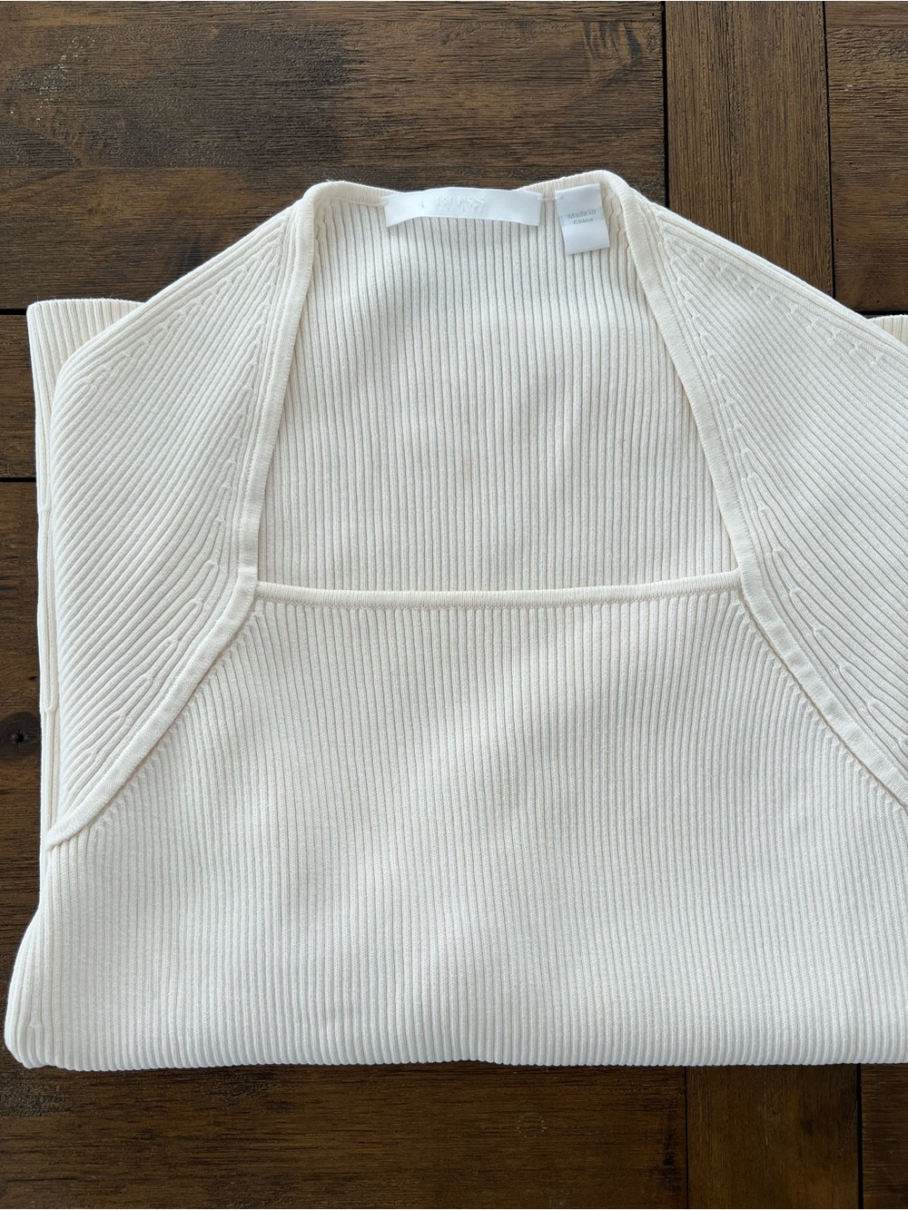 Boss Cream Ribbed Square-Neck Tunic - Picture 8 of 11